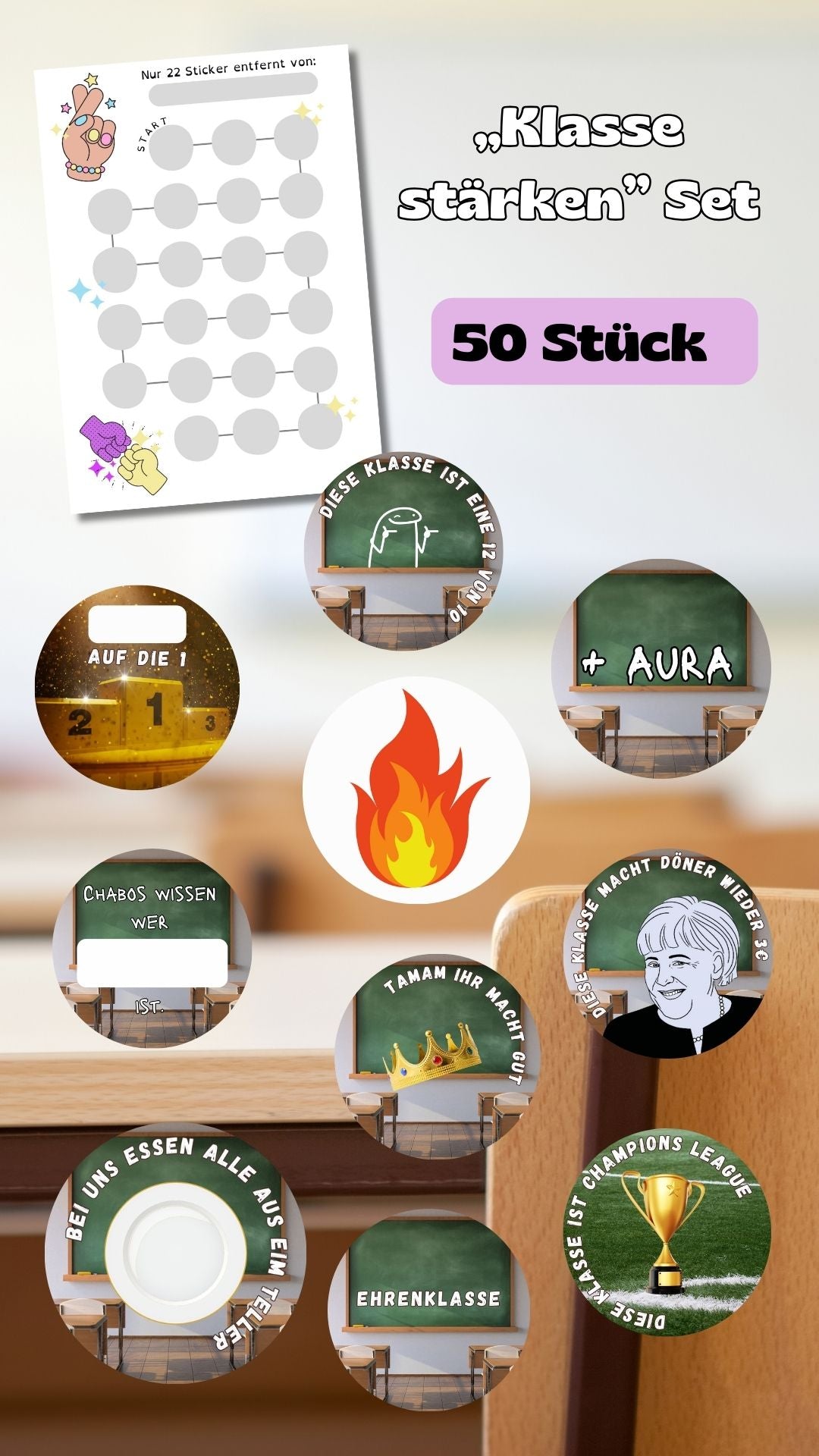 Klasse stärken Set (45 Sticker) & Poster in DIN A4